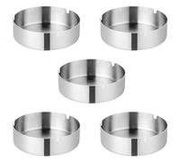 CLKE 5Pcs Cendrier Exterieur 10cm,Cendrier INOX Argenté,Cendrier à Cigarettes Rond pour Bar,Chambre à Coucher,Salon,Maison Extérieur (Argent)