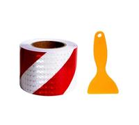 CLKE Bande Reflechissante Autocollante, Bande Reflechissante, Rubalise Rouge et Blanc, 10 cm x 25 m Bande Réfléchissante Autocollante, Ruban Réfléchissant pour Véhicules, Voitures, Remorques
