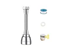 CLKE Embout Robinet Cuisine,172mm Rallonge Robinet Lavabo Universelle en Laiton,Flexible Robinet Cuisine à 360 °,Trois Modes Pressurisation Anti-Eclaboussures,Accessoires d'Installation（Argent)