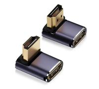CLKE Lot de 2 adaptateurs HDMI 8K à 90 degrés, connecteur HDMI 2.1 mâle vers femelle 48 Gbit/s, prend en charge 8K @ 60 Hz 4K @ 120 Hz HDR compatible avec ordinateur portable, tablette, DVD, TV