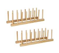 CLKE Lot de 2 supports d'assiettes avec 7 emplacements, porte-assiettes en 100 % bois de pin, support de couvercle de casserole, égouttoir à vaisselle, pour planche à découper, couvercle de casserole
