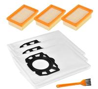 CLKE Lot de 3 filtres pour Karcher, avec 3 sacs pour Kärcher, 3 filtres d'aspirateur pour Kärcher et 1 petite brosse, compatible avec Kärcher WD4/WD5/WD6, Kärcher MV4/MV5/MV6