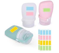 CLKE Lot de 3 flacons de voyage de 38 ml pour articles de toilette, flacons de voyage en silicone - Mini récipients rechargeables anti-fuite pour shampooing, après-shampooing, lotion, articles de