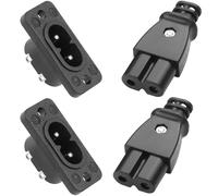 CLKE Lot de 4 prises IEC320 C8 C7 2 broches mâle et femelle IEC Module d'admission Alimentation Connecteur de puissance Prise droite 250 V AC 2,5 A Prise d'appareil Prise de courant AC Adaptateur de