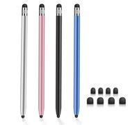 CLKE Lot de 4 stylets 2 en 1 pour tablette tactile iPad avec pointe en caoutchouc 8 pointes, stylet universel pour iPad, tablette pour toutes les tablettes/Samsung/iPad/Android/iPhone