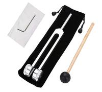 CLKE Lot de Diapason 128hz en Aluminium,Diapason Therapeutique,Diapason 128hz Thérapeutique avec Un Petite Clé,Un Marteau en Silicone,Un Sac en Flanelle,Argent