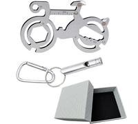 CLKE Outil Multifonction Vélo 10 en 1 - Porte vec Sifflet | Ouvre-Bouteille, Multitool Compact en Alliage d'Aluminium pour Randonnée, VTT - Cadeau Cycliste (Argent)
