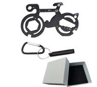 CLKE Outil Multifonction Vélo 10 en 1,Porte Clef Velo avec Siffler,Ouvre-Bouteille,Clé Hexagonale,Multitool Velo Compact en Alliage d'Aluminium pour Randonnée VTT,Cadeau Cycliste(Noir)