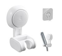 CLKE Support Pommeau de Douche Sans Percage, Support Douchette Ventouse Blanc,Support de Douche avec Une Crochet,Base de Douche,Réglable,Etanche(Blanc)