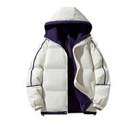 CLKLGEXEAK Doudoune d'hiver épaisse pour homme, manteau de ski coupe-vent et imperméable, pardessus bicolore(Apricot,S)