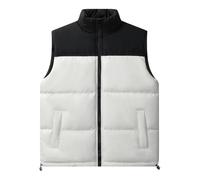 CLKLGEXEAK Doudoune sans manches bicolore, col montant, veste épaisse sans manches, gilet d'hiver sans manches à fermeture éclair intégrale(White,XXL)