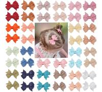 CLLOT Lot de 42 nœuds à cheveux entièrement doublés de 5,1 cm pour filles, pinces à cheveux crocodile pour filles, tout-petits, bébés et enfants
