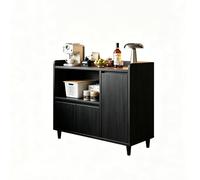 CLLXDZ Meuble de Cuisine en Bois avec Comptoir Élargi, Buffet Multifonctionnel avec Poignées Dissimulées pour Salon et Salle a Manger(Black,90cm/35.4in)
