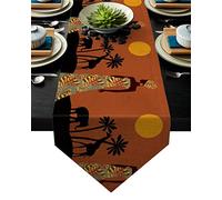 Cllym Femme Noire Paysage Tropical Savane Africaine Chemins de Table Drapeau Accueil Parti décoratif Chemin de Table Nappe,33x229cm
