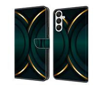 CLM-Tech Étui de Protection pour téléphone Portable Compatible avec Samsung Galaxy A56 / A36 5G, Housse Cuir polyuréthane, à Rabat, Coque avec Support et Compartiments pour Cartes, Bord Doré