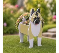CLMETHE American Akita Planters Pot de fleurs en PVC avec drainage en forme d'animal pour intérieur et extérieur 34 x 24 cm