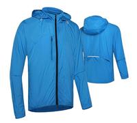 CLMETHE Cyclisme Vestes De Pluie Hommes Femmes À Capuche Zippé Veste Vélo VTT Vélo Course À Pied Maillots D'été À Séchage Rapide Manteau Imperméable Coupe-Vent,Blue-4XL