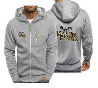 CLMETHE Pull-over à fermeture éclair pour homme pour Monster Hunter vestes à capuche pour hommes manteaux décontractés à la mode vêtements de Fitness vêtements de travail avec poches,A-L