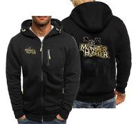 CLMETHE Pull-over à fermeture éclair pour homme pour Monster Hunter vestes à capuche pour hommes manteaux décontractés à la mode vêtements de Fitness vêtements de travail avec poches,B-XXL