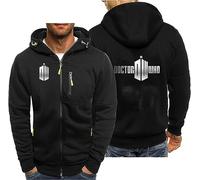 CLMETHE Pulls à capuche pour hommes pour Doctor Who Vestes zippées complètes Sweats à capuche de loisirs Grande taille Vêtements d'extérieur Sports Fitness Manteaux avec poches,A-XL