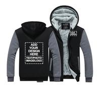 CLMETHE Sweat à Capuche en Polaire Sherpa personnalisé pour Homme Veste d'hiver à Capuche Manteau épais Oversize personnalisé avec Logo Texte et Images vêtements de Travail d'équipe,b-5x_l