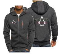 CLMETHE Sweat-shirts à fermeture éclair complète pour hommes pour Assassin Sweats à capuche Pull à capuche Pull à manches longues Vestes avec poches Manteaux de sport athlétique,A-L