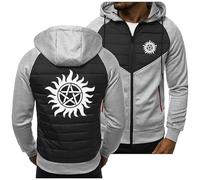 CLMETHE Sweats à capuche patchwork pour hommes pour Supernatural Sweats à capuche Pulls à capuche Vestes à fermeture éclair intégrale Manteaux décontractés d'extérieur avec poches,C Hoodie-Mens L