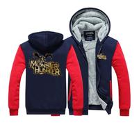 CLMETHE Sweats à capuche pour hommes Outdoor Splicing pour Monster Hunter Pull d'hiver en patchwork polaire épais sweat à capuche pull veste zippée complète manteau grande taille,D Hoodies-Mens XXL