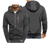 CLMETHE Sweats à capuche zippés pour hommes pour Vestes à capuche Pulls à capuche Hauts décontractés Automne Sports de plein air Manteaux de course avec poches,E-M