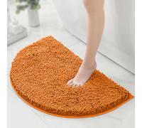CLMETHE Tapis de Bain antidérapants et Moelleux, Demi-Cercles, Extra Doux et absorbants, pour Douche, Toilettes, Baignoire, Porte et Sol.,Orange-50 * 80cm