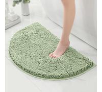 CLMETHE Tapis de Bain Extra Doux et Moelleux, antidérapants, Demi-Cercles, absorbants et lavables, pour Douche, Toilettes et Baignoire.,Green-50 * 80cm