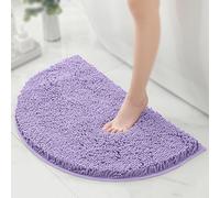CLMETHE Tapis de Bain Extra Doux et Moelleux, antidérapants, Demi-Cercles, absorbants et lavables, pour Douche, Toilettes et Baignoire.,Purple-40 * 60cm