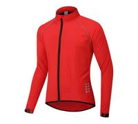 CLMETHE Veste de cyclisme pour hommes Jersey léger imperméable imperméable coupe-vent vélo vélo vestes d'équitation course randonnée maillots avec poche zippée,Red-ASIA2XL/EURXL
