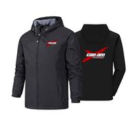 CLMETHE Veste imperméable pour homme Pour Can-am Veste de pluie à capuche et coupe-vent entièrement zippée vêtement de travail d'automne de plein air de course de cyclisme de pêche,black-x_l