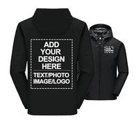 CLMETHE Veste imperméable softshell personnalisée pour homme coupe-vent imperméable avec logo personnalisé texte photo vêtement de travail cyclisme camping cadeau à faire soi-même,black-m