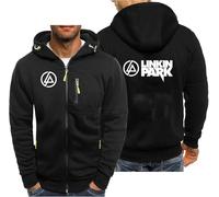 CLMETHE Vestes à capuche zippées pour hommes d'automne pour Linkin Park, sweat-shirts à capuche de loisirs, manteaux de fitness de sports de plein air,B-XXL