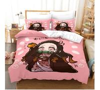 CLn-2278 Nezuko parure de lit Kamado housse de couette dessin animé tueur de démons drap de lit simple double Taille:200*200cm