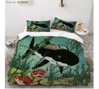 CLn-4181 MiQINEY parure de lit ensemble de literie housse de couette Art des aventures de Tintin film amusant l Taille:240*220cm