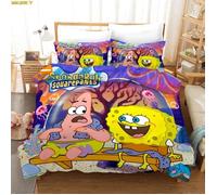 CLn-4753 MiQINEY housse de couette bob l'éponge taie d'oreiller ensemble de literie carré simple ou double pl Taille:200*200cm