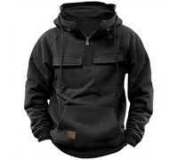 CLOAKA Sweat à Capuche Cargo pour Homme - Sweatshirt Tactique - Hoodie à Fermeture Éclair - Sweat à Zip 1/4 - Sweats d'entraînement pour Gym - Mode Outdoor pour Homme, Noir , 3XL