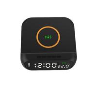 Cloc Station de charge sans fil - 12 x 12 x 4 cm - Station de charge multifonction avec port USB - Design numérique moderne pour chambre à coucher, bureau, cuisine, voyage et