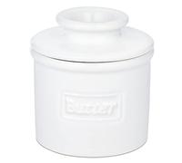 Cloche à beurre - beurrier original par L. Tremain, beurrier en céramique française, collection Café rétro, blanc, fini brillant