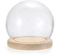 Cloche À Dôme En Verre, Pots Décoratifs, Avec Base Bois Massif De Couleur, Bocaux for Spécimens Fleurs, Décoration D'intérieur, Bricolage(12cm)