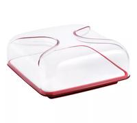 Cloche à fromage carré avec plateau porcelaine GUZZINI rouge