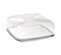 Cloche À Fromage Carré Gris En Plastique Transparent