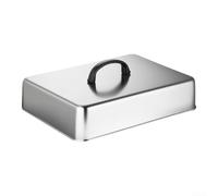 Cloche à fromage carrée en acier inoxydable pour plaque de cuisson - Couvercle de rétention de la chaleur avec poignée froide - Cloche de cuisson à la vapeur pour hamburger 33 x 28 cm (28 x 22 x 6,6