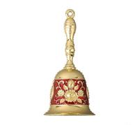 Cloche à main en métal pour service de table, mariage, méditation et prière - Cloche de dîner en alliage de cuivre avec motif rose rétro, 11,1 x 5,3 x 4,9 cm - Options or/argent/bleu+or (rouge + or)