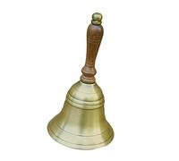 Cloche à main Laiton antique cloche de table avec manche en bois hauteur 17cm