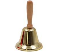Cloche à Main, Sonnette d'alarme Polyvalente avec poignée en Bois, Cloche à Main en métal Extra Forte, en Fer métallique, Père Noël pour Adultes et Enfants, école, église, hôtel, doré.