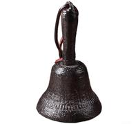 Cloche à manivelle en fonte avec finition vieillie et cordon de suspension, conçue pour une maison et un jardin de style vintage authentique (B)